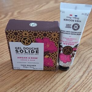 Yves Rocher Argan & Rose Shower Gel and Hand Cream Set — Brown & Pink